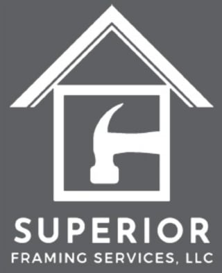 Superior Framing Services LLC logo featuring a stylized house with roof and hammer symbol inside